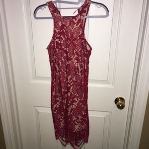 Cute vibrant maroon lace dress